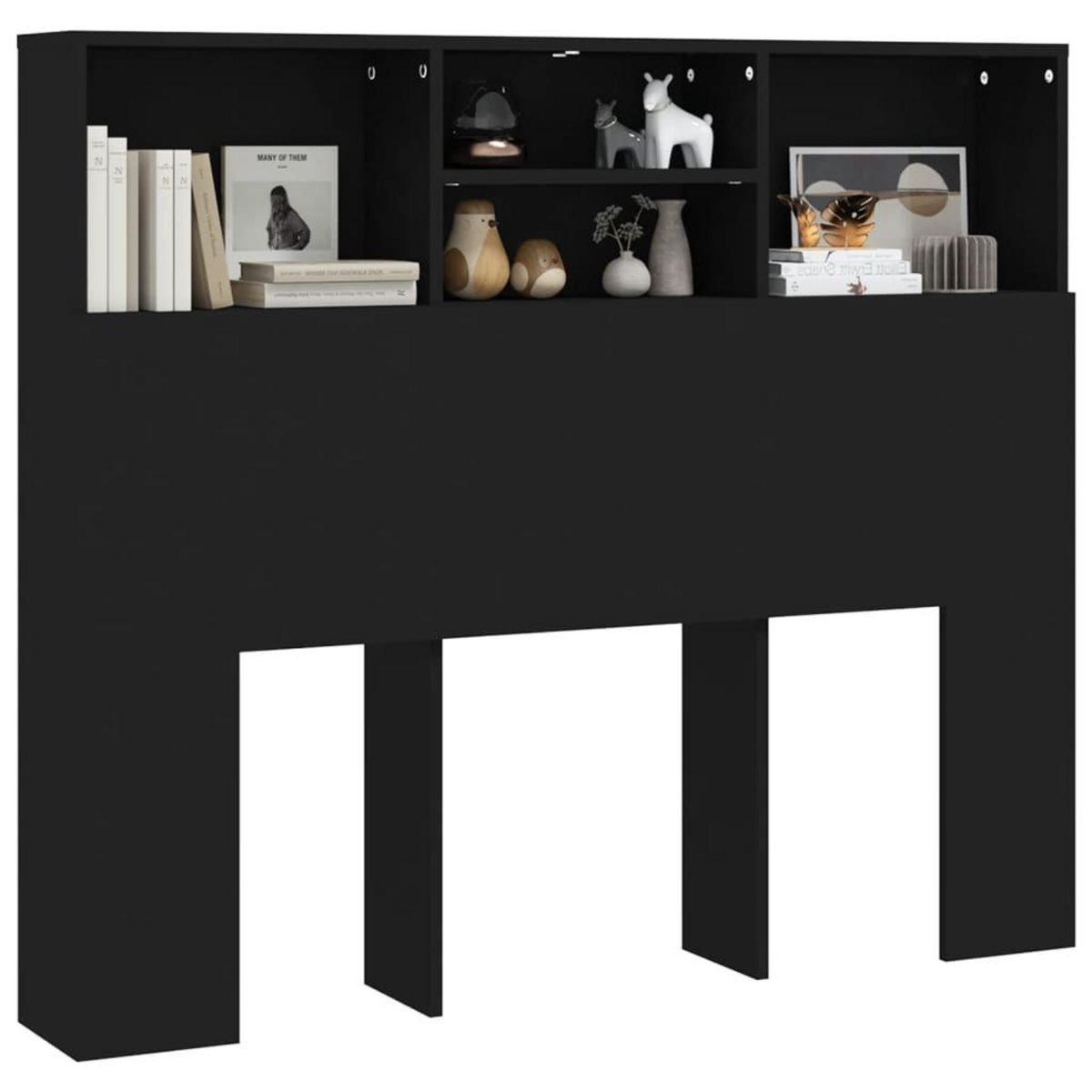 VIDAXL Armoire de tete de lit Noir 120x19x103,5 cm