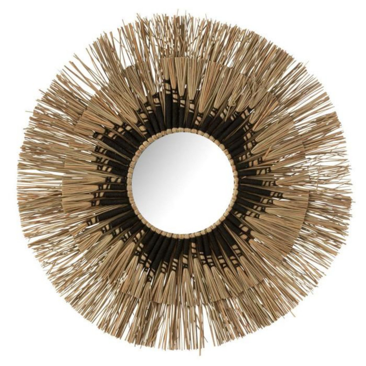 Paris Prix Miroir Mural Déco Paille  Mélissa  75cm Naturel & Noir