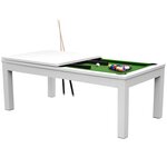 Rendez vous déco Table de billard convertible blanche tapis vert - Eddie. Coloris disponibles : Vert, Bleu, Gris
