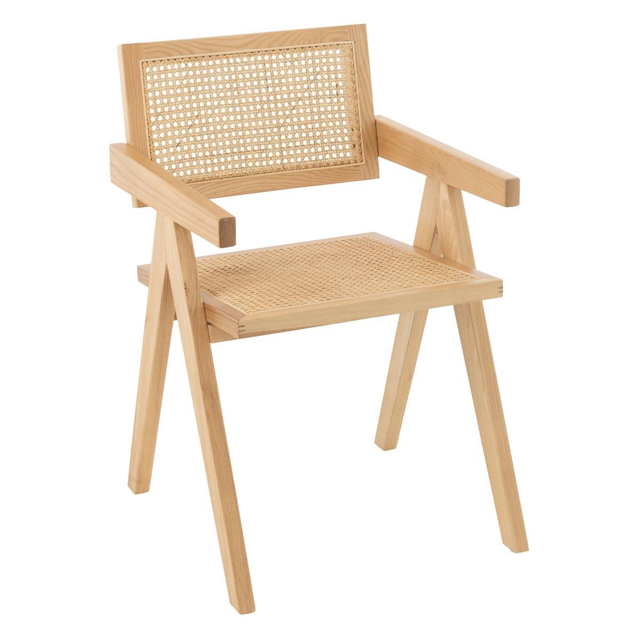 J-LINE Chaise cannage en bois  grid  80cm naturel