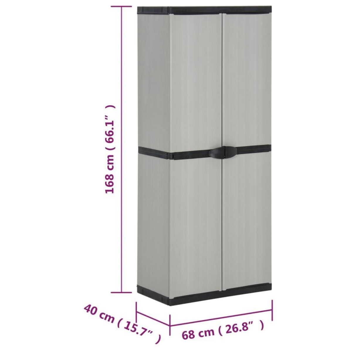 VIDAXL Armoire de rangement de jardin 3 etageres Gris/noir 68x40x168cm