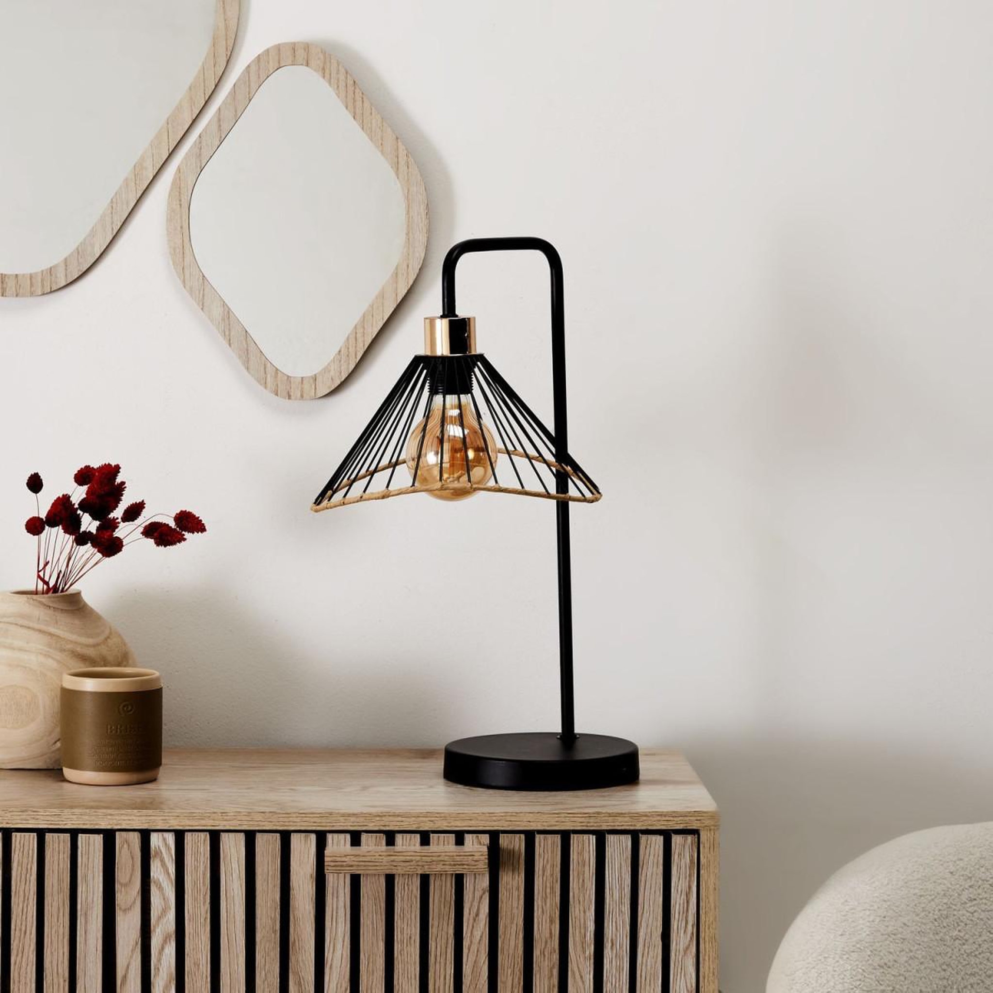 Voir la diapositive 6 : The Home Deco Factory Lampe à poser en métal  lounge  47cm noir