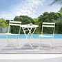 OUTSUNNY Salon de jardin bistro pliable - table ronde Ø 60 cm avec 2 chaises pliantes - métal thermolaqué blanc
