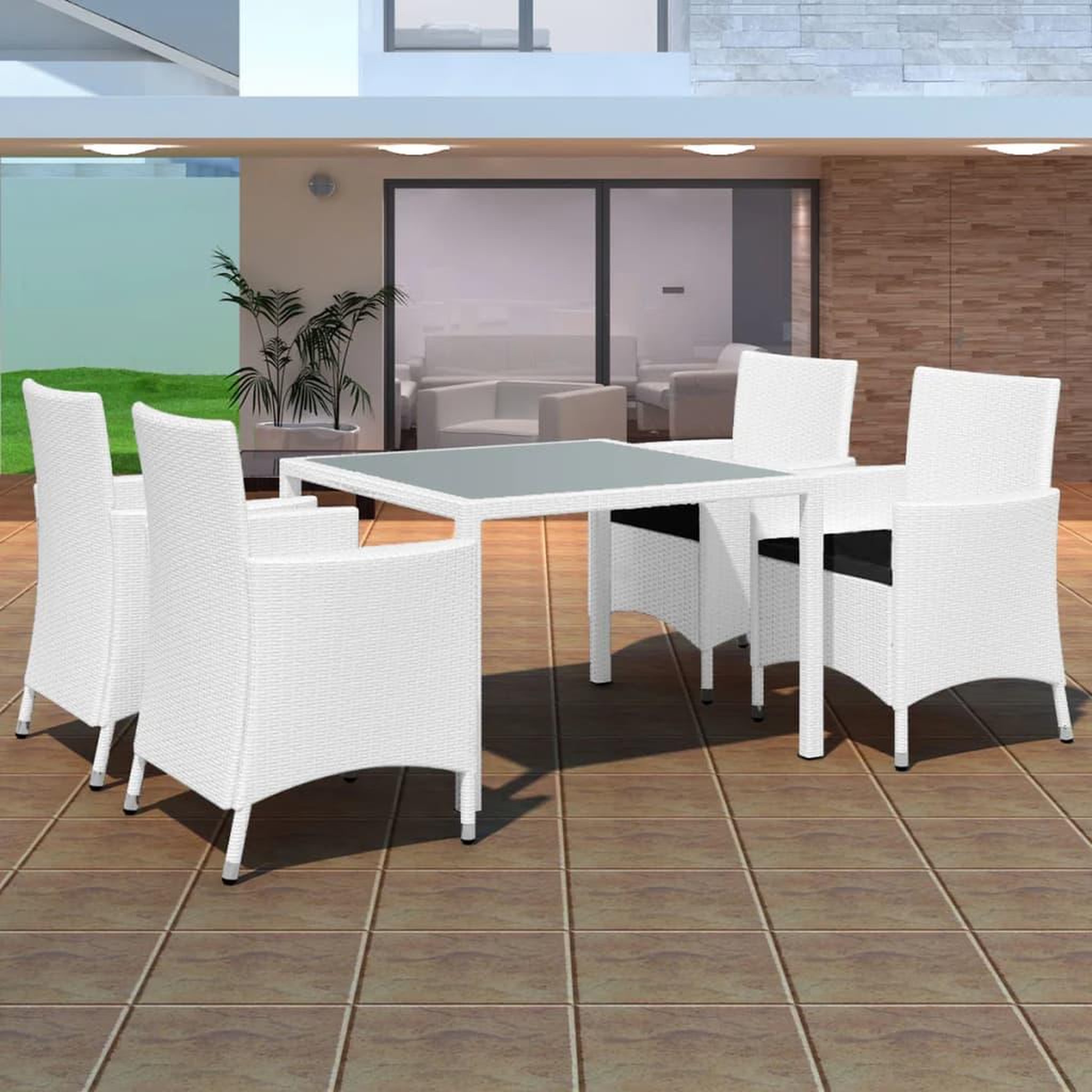 Voir la diapositive 1 : VIDAXL Salon de jardin 5 pcs Resine tressee Blanc-creme