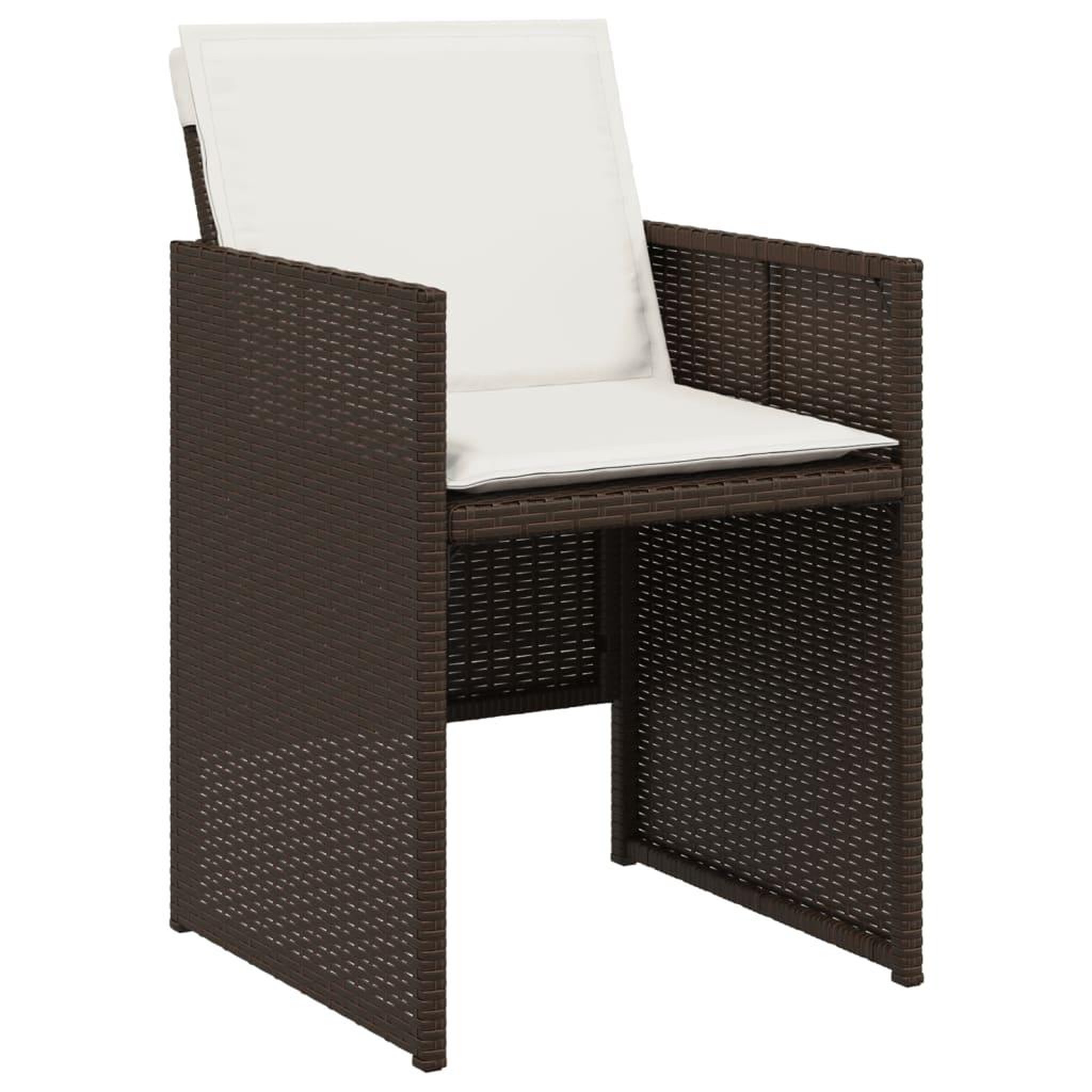 Voir la diapositive 4 : VIDAXL Ensemble a manger de jardin 5 pcs et coussins marron poly rotin