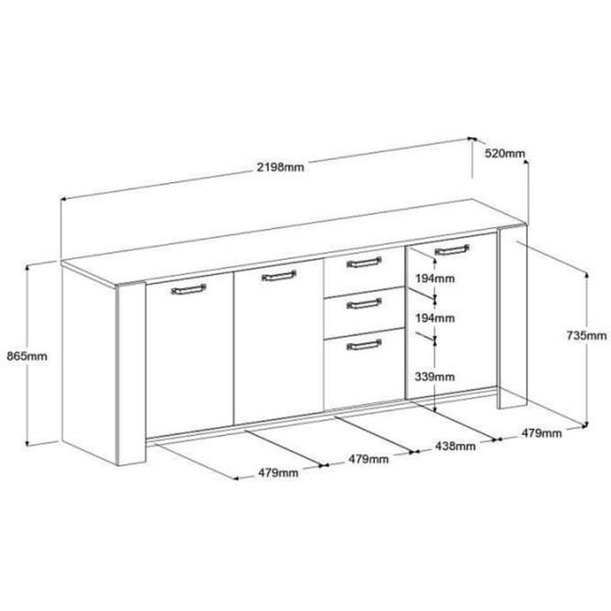 Voir la diapositive 6 : PARISOT Ensemble enfilade + table LOFT - PARISOT - Chene Artisan et gris - 3 portes - 8 personnes