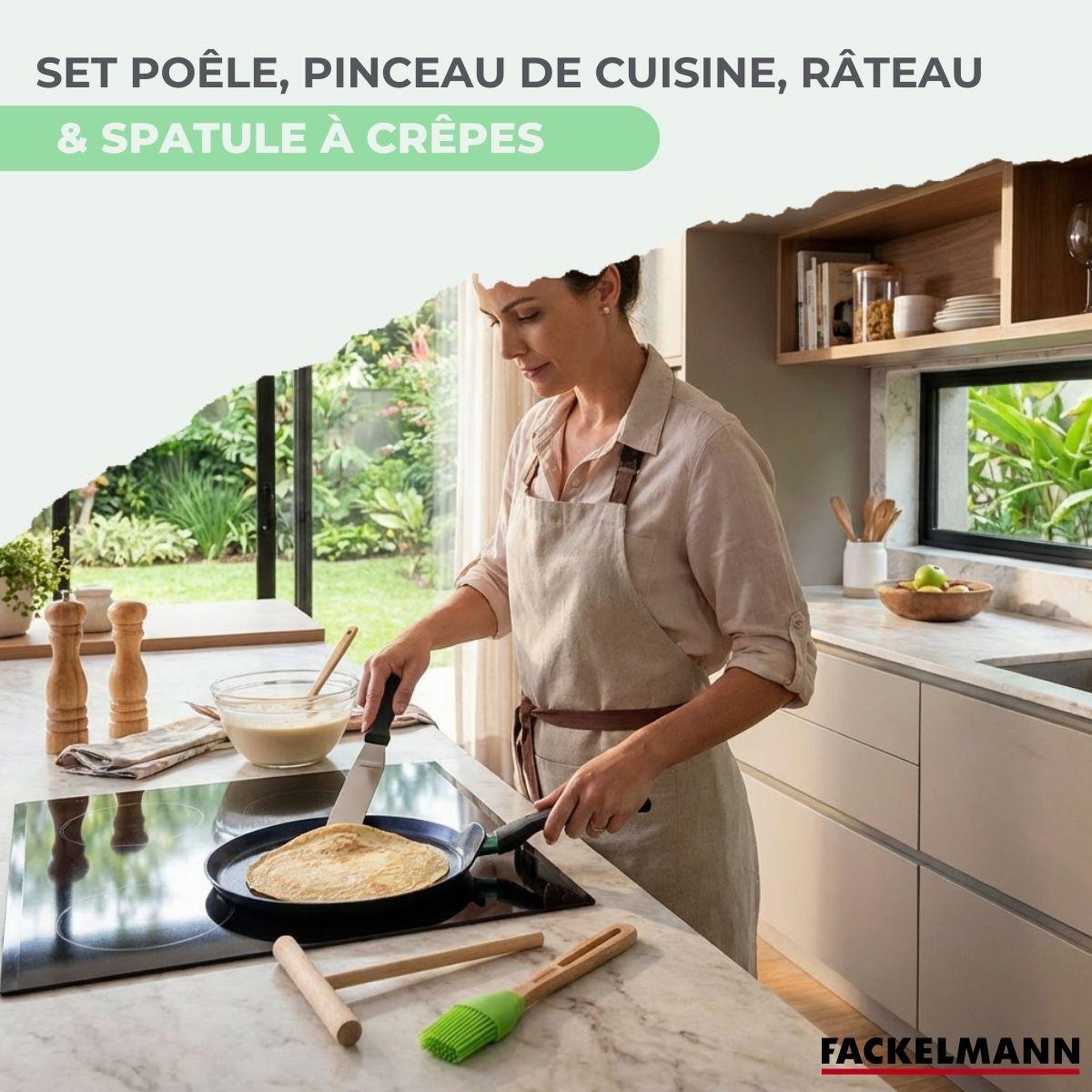 Voir la diapositive 2 : Fackelmann Set chandeleur crêpière 26 cm et 3 ustensiles fackelmann brandao