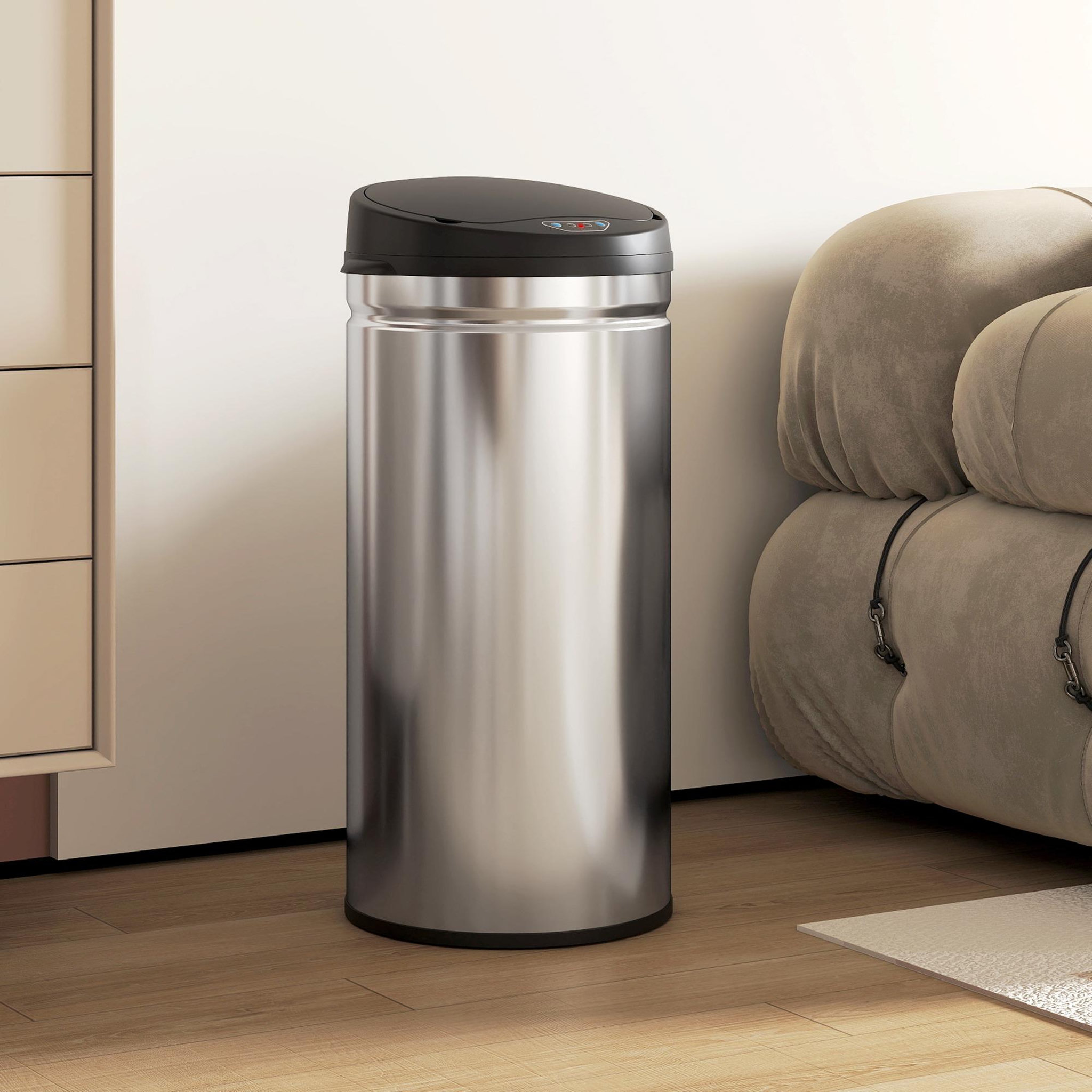 Voir la diapositive 6 : HOMCOM Poubelle automatique 42l capteur de mouvement acier inox
