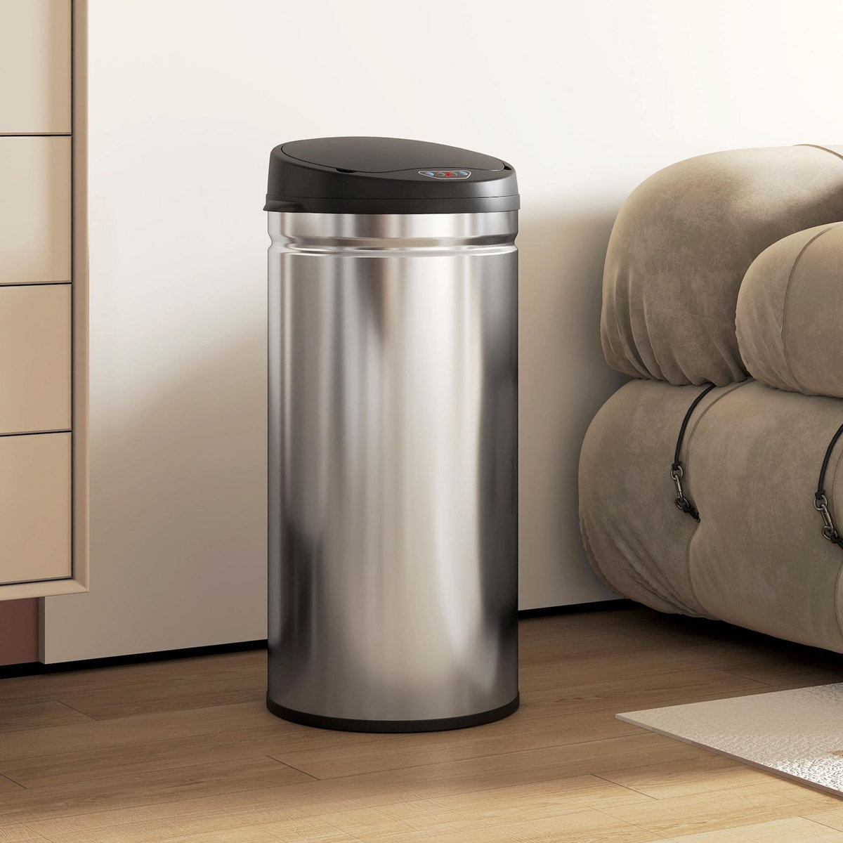 HOMCOM Poubelle automatique 42L capteur de mouvement acier inox