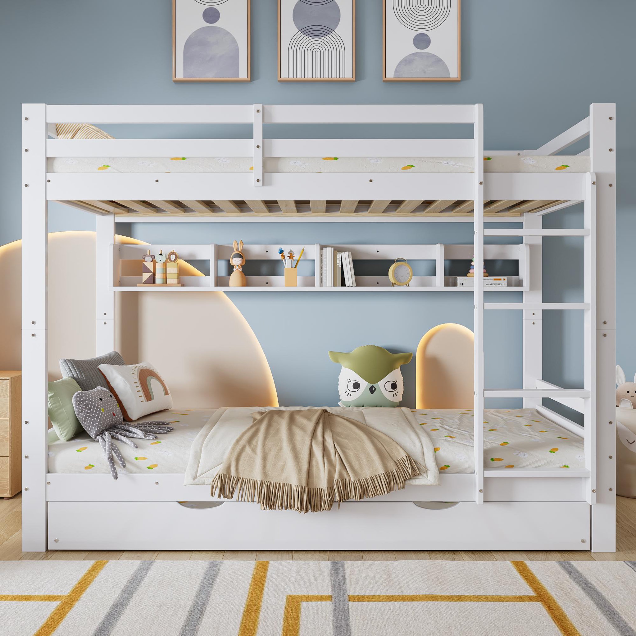 Voir la diapositive 2 : MERAX Lit superposé 90x200 cm coloris blanc pin