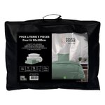 SOLEIL D'OCRE Ensemble couette et parure 5 Pièces BOHEME pour lit en 90x200 cm, par Soleil d'ocre. Coloris disponibles : Vert, Gris, Beige, Bleu, Noir