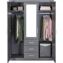 Voir la diapositive 3 : Armoire en  pin massif  3 tiroirs 3 portes +  miroir L140cm  GERALD