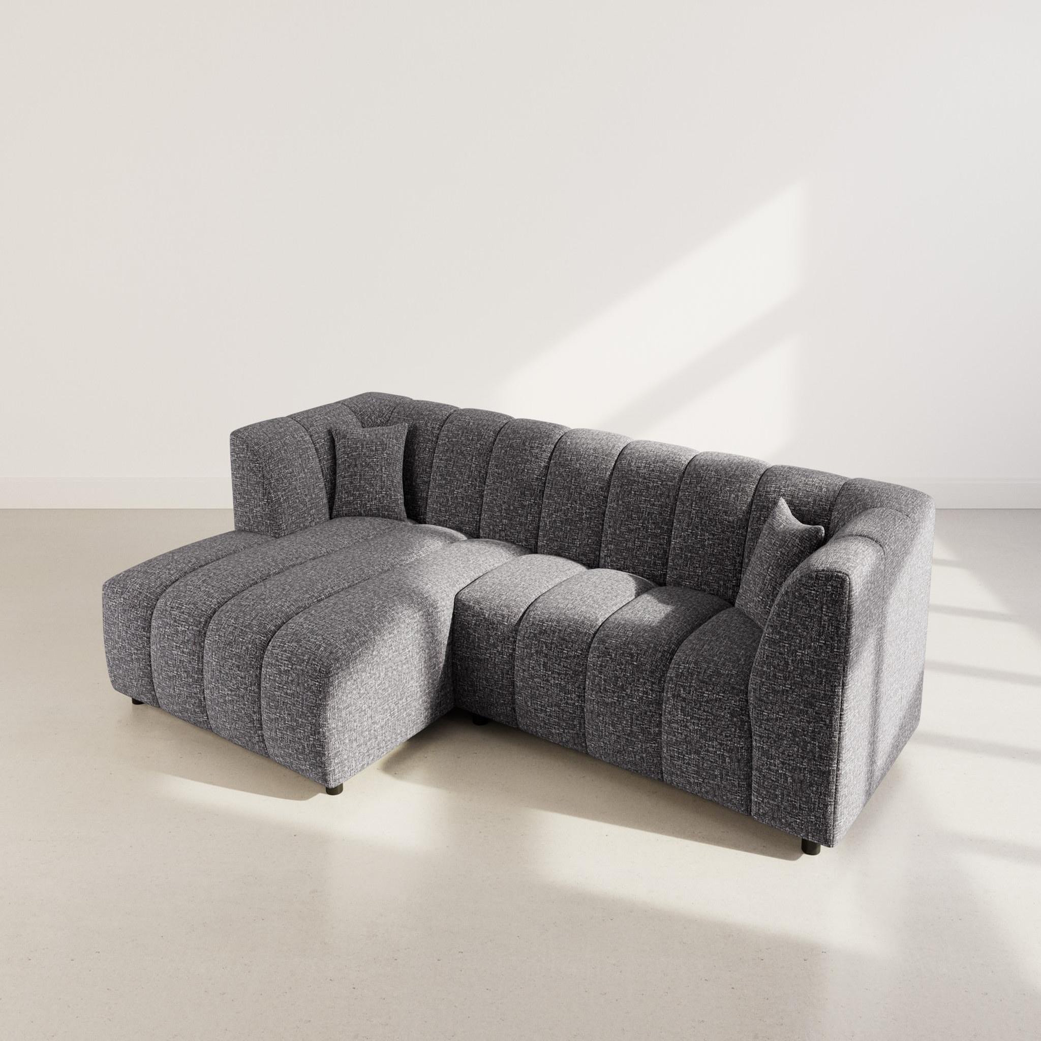 Voir la diapositive 3 : LISA DESIGN Curtis - canapé d'angle gauche 4 places avec accoudoir en tissu texturé