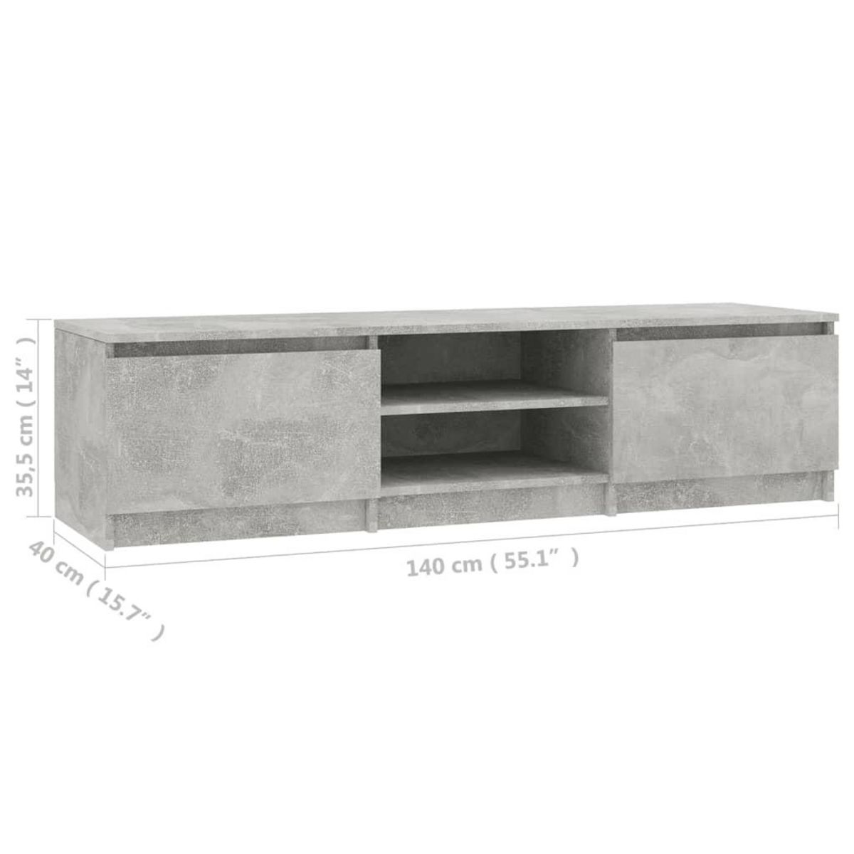 VIDAXL Meuble TV Gris beton 140x40x35,5 cm Bois d'ingenierie