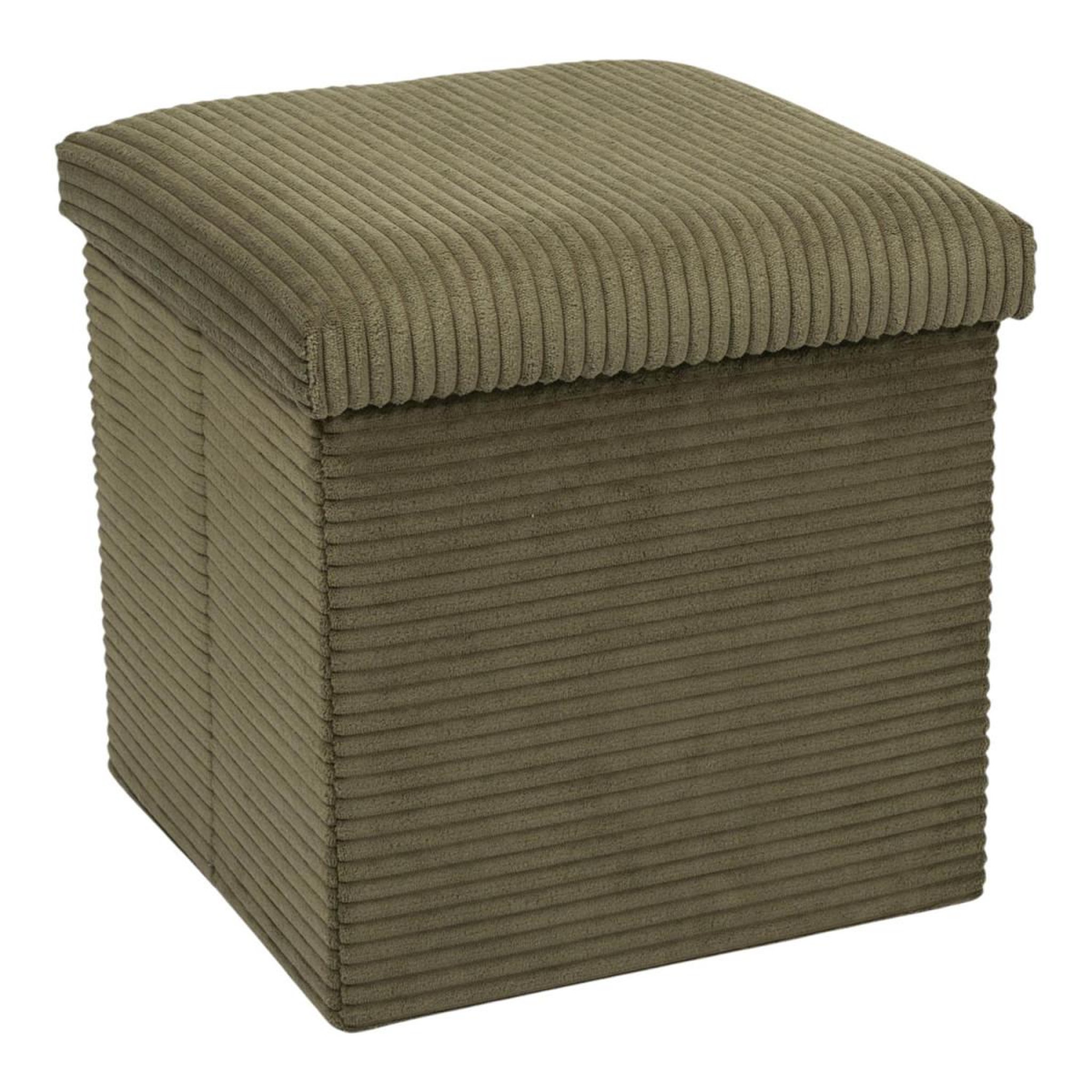 The Home Deco Factory Pouf coffre pliable côtelé  scott  38cm vert