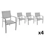 CREADOR Lot de 4 fauteuils de jardin en aluminium taupe CLARA