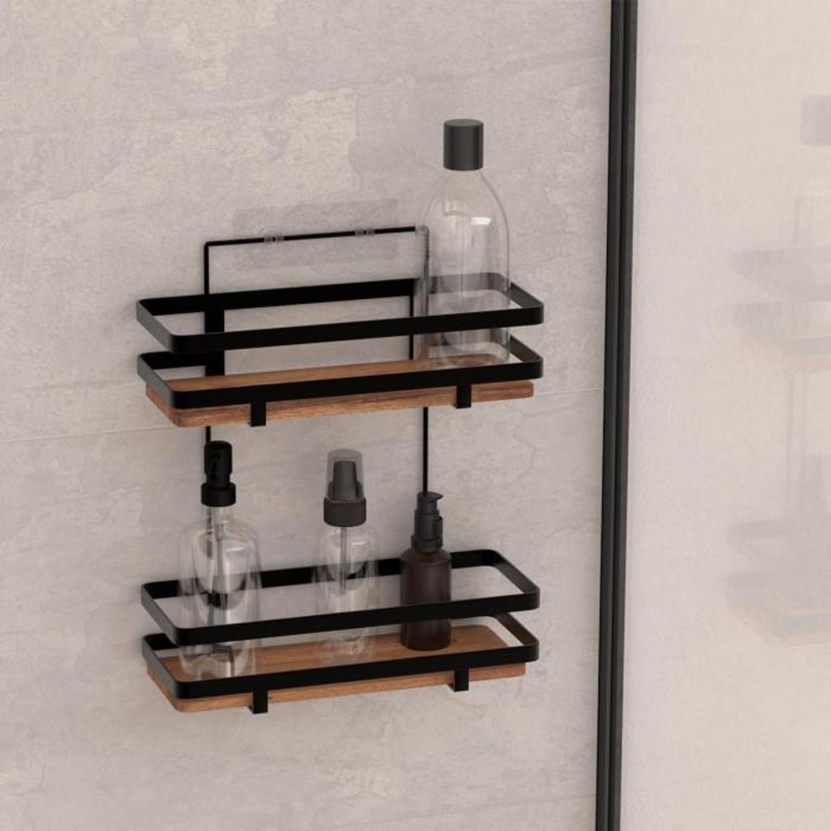 FIVE Serviteur de Douche en Bois  Blackacia  30cm Noir