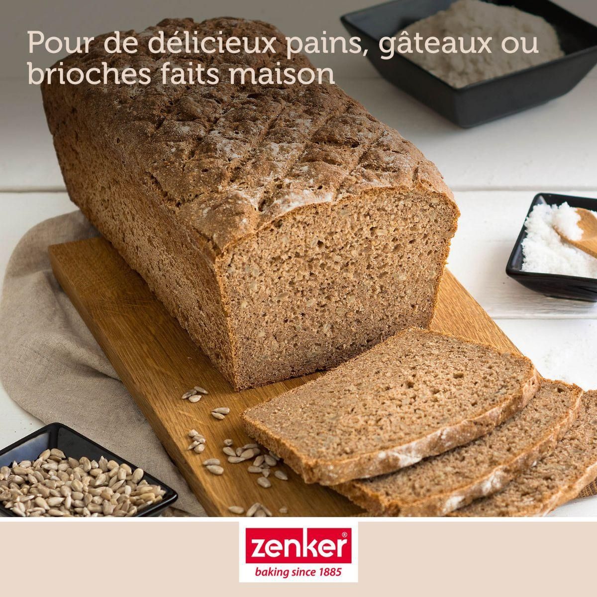 ZENKER Lot avec 1 moule à cake de 28 à 40 cm, 1 spatule Zenker et 2 bols à mixer en inox Fackelmann