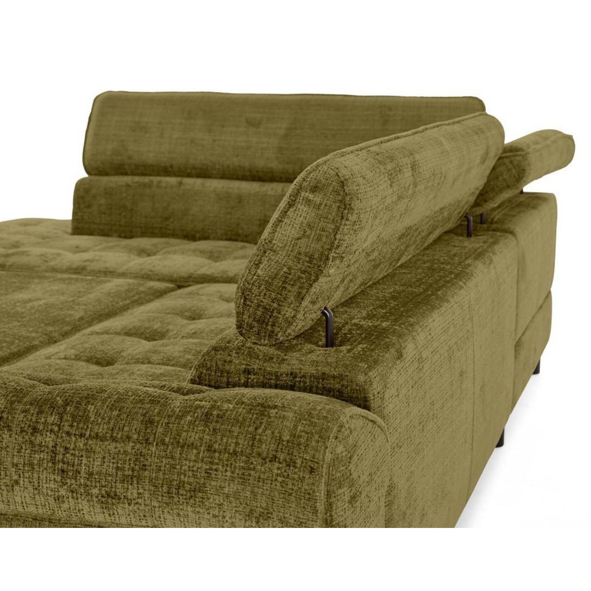 LISA DESIGN Marlo - canapé d'angle gauche 5 places convertible avec coffre et têtières en velours texturé