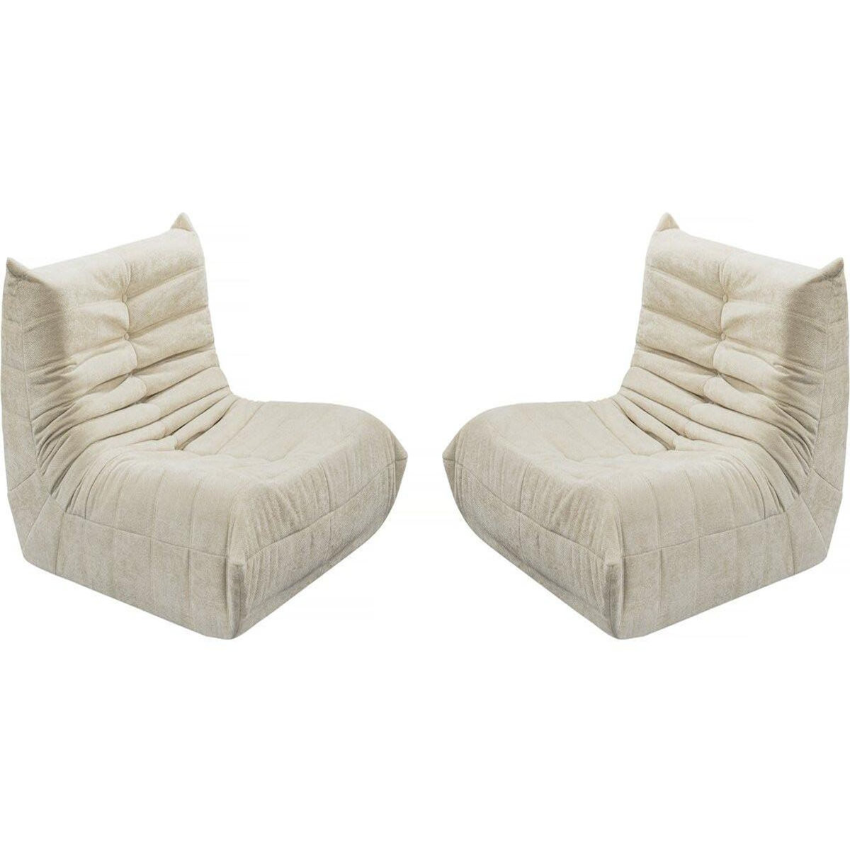 Habitat et Jardin Lot de 2 chauffeuses pour canapé modulables en tissu texturé  Velasca  - Beige