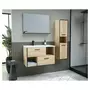 Ensemble meuble de salle de bain bloc 2 tiroirs avec vasque encastrée et miroir L80 cm ROXY