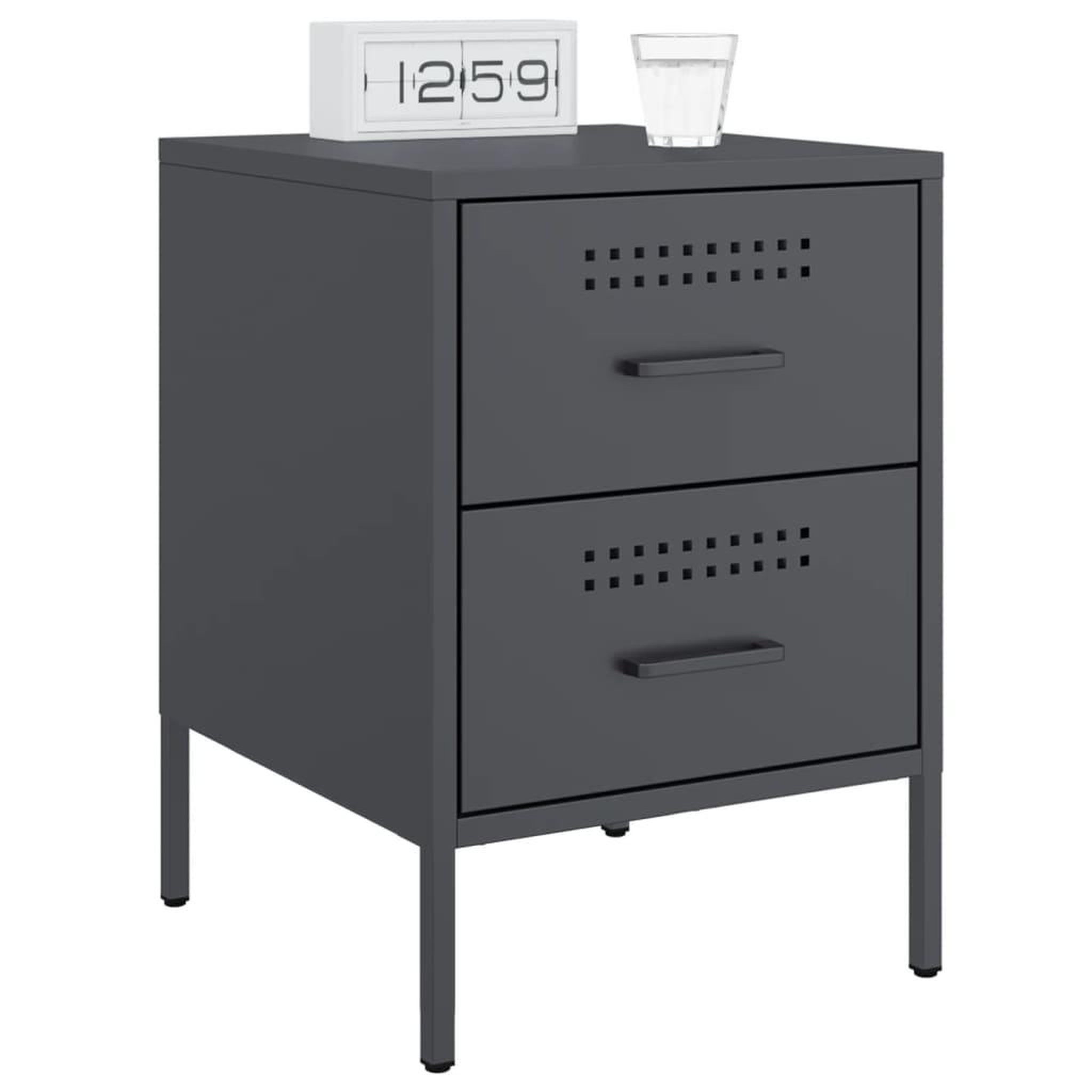 Voir la diapositive 3 : VIDAXL Tables de chevet 2 pcs anthracite 36x39x50,5 cm acier