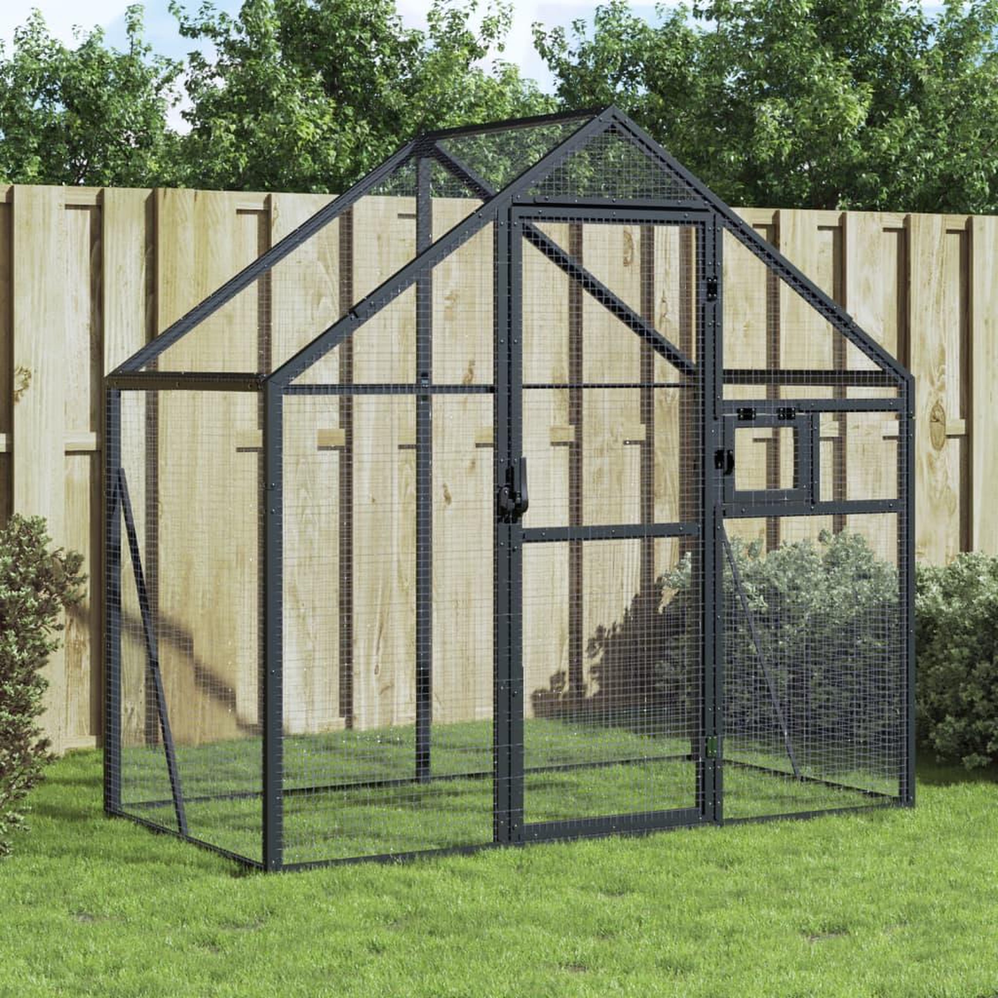 VIDAXL Voliere anthracite 179x100x185 cm aluminium