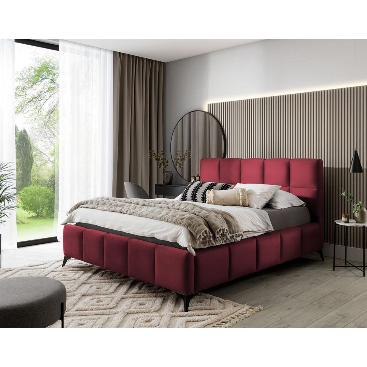 BEST MOBILIER Millie - lit coffre - 180x200 cm - sommier inclus - en velours