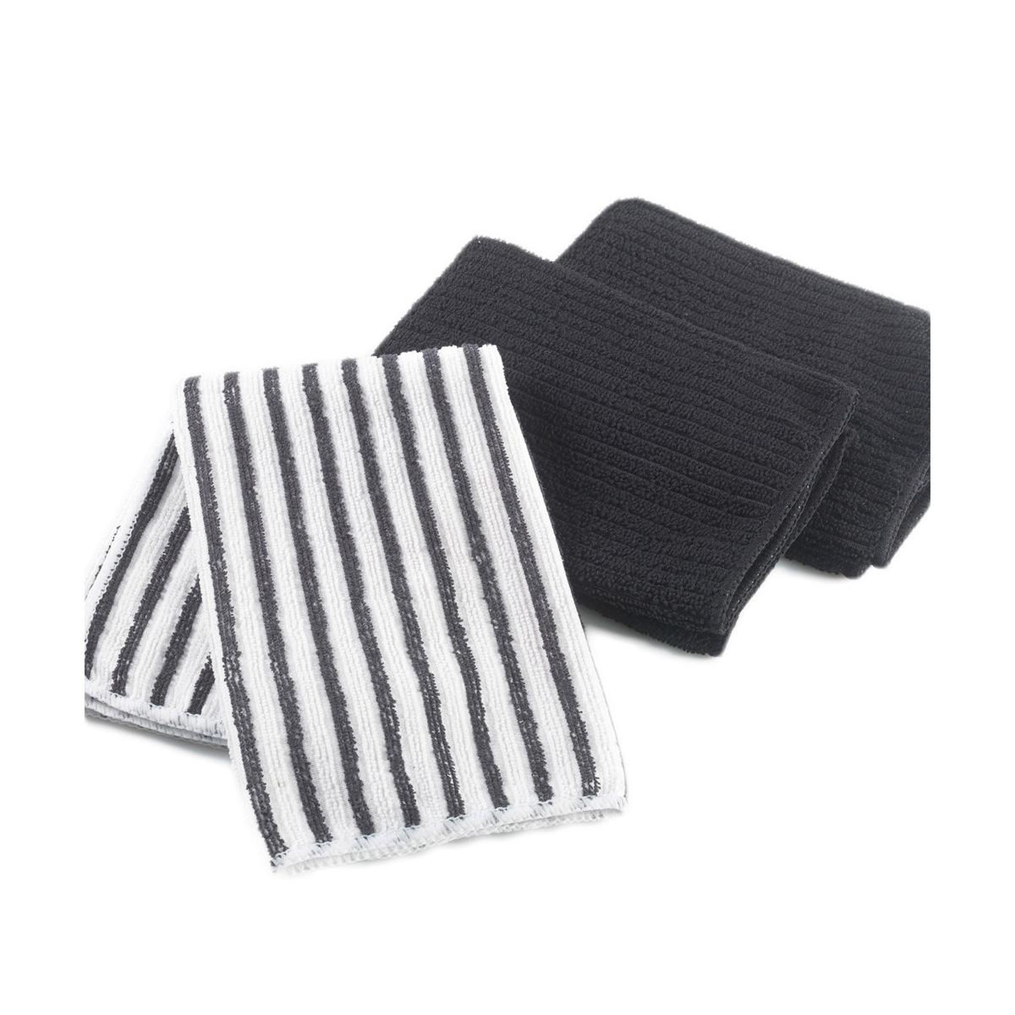 Douceur d'Intérieur Lot de 3 torchons microfibre  cuistot  40cm noir