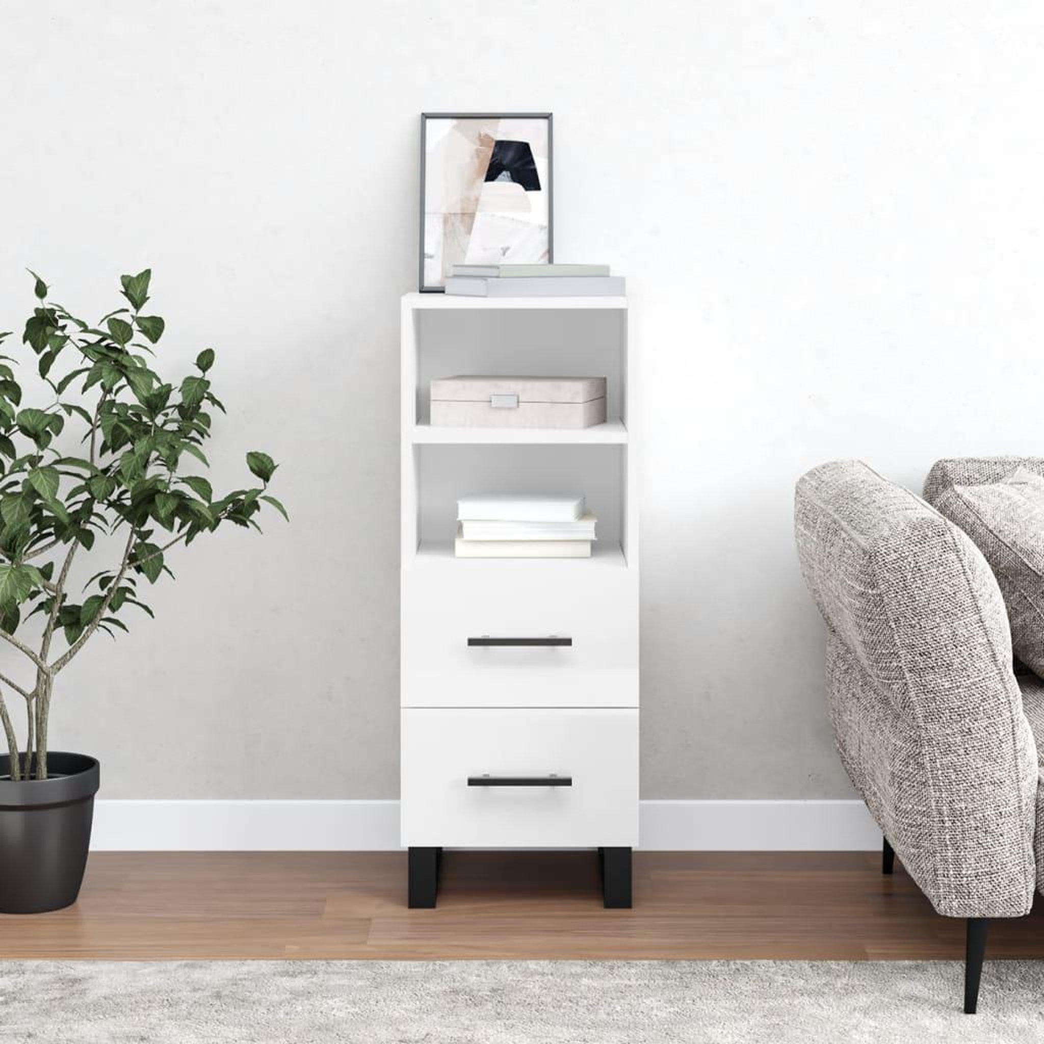 VIDAXL Buffet Blanc brillant 34,5x34x90 cm Bois d'ingenierie