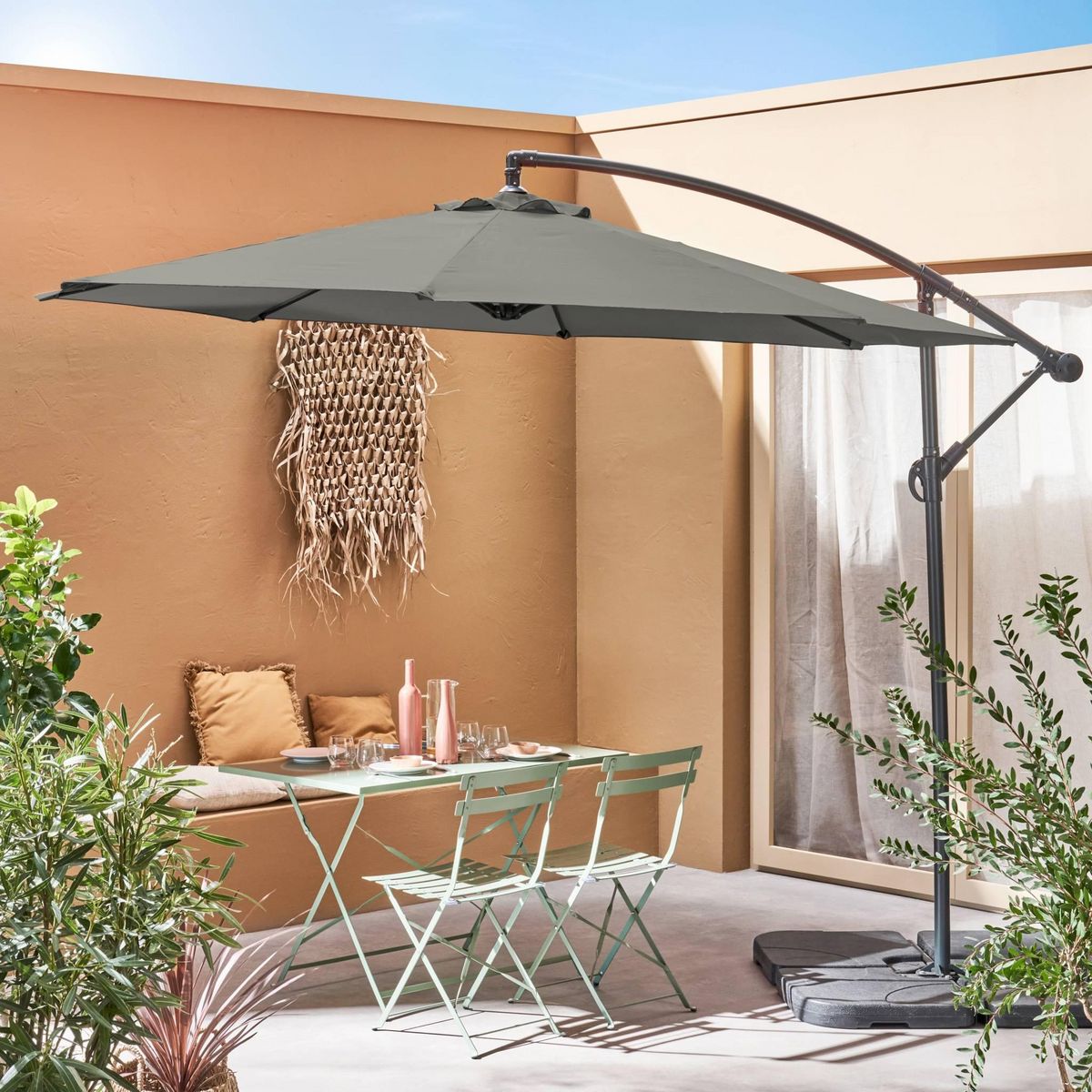 SWEEEK Parasol déporté rond Hardelot diamètre 300cm excentré  8 baleines