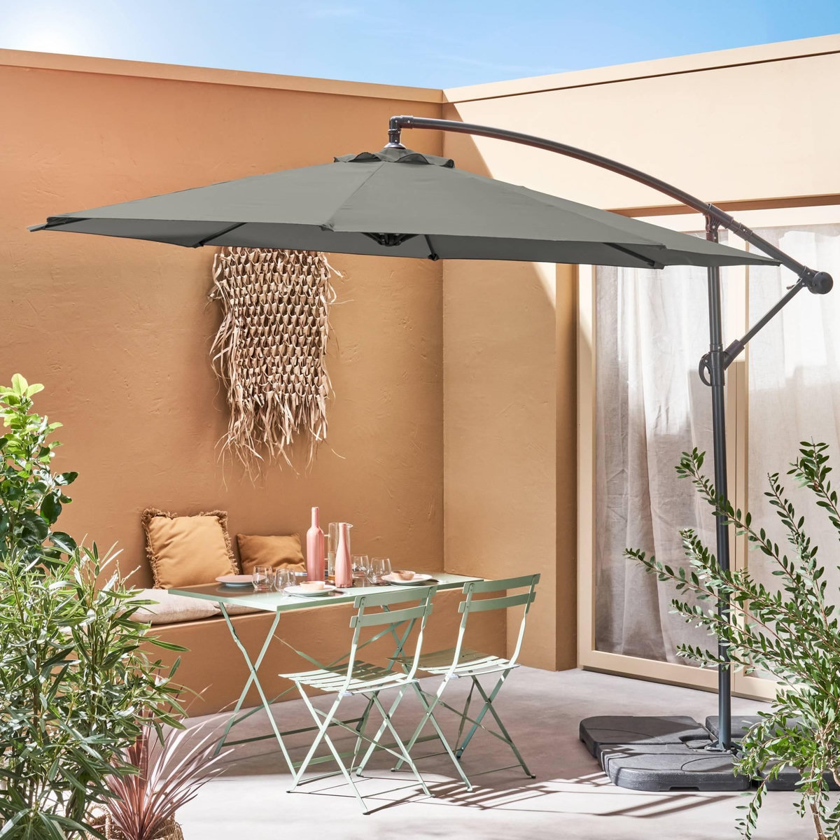 SWEEEK Parasol déporté rond Hardelot diamètre 300cm excentré  8 baleines