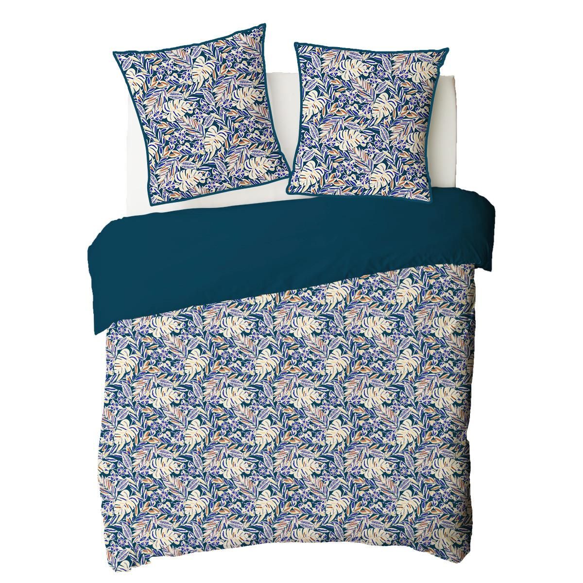 FUTURE HOME Parure de lit 2 personnes végétal réversible uni