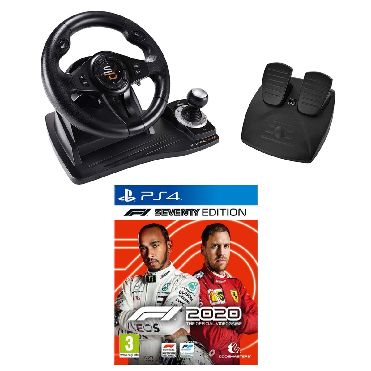 Volant de course GS500 avec Pédalier Superdrive + F1 2020 Seventy Edition PS4