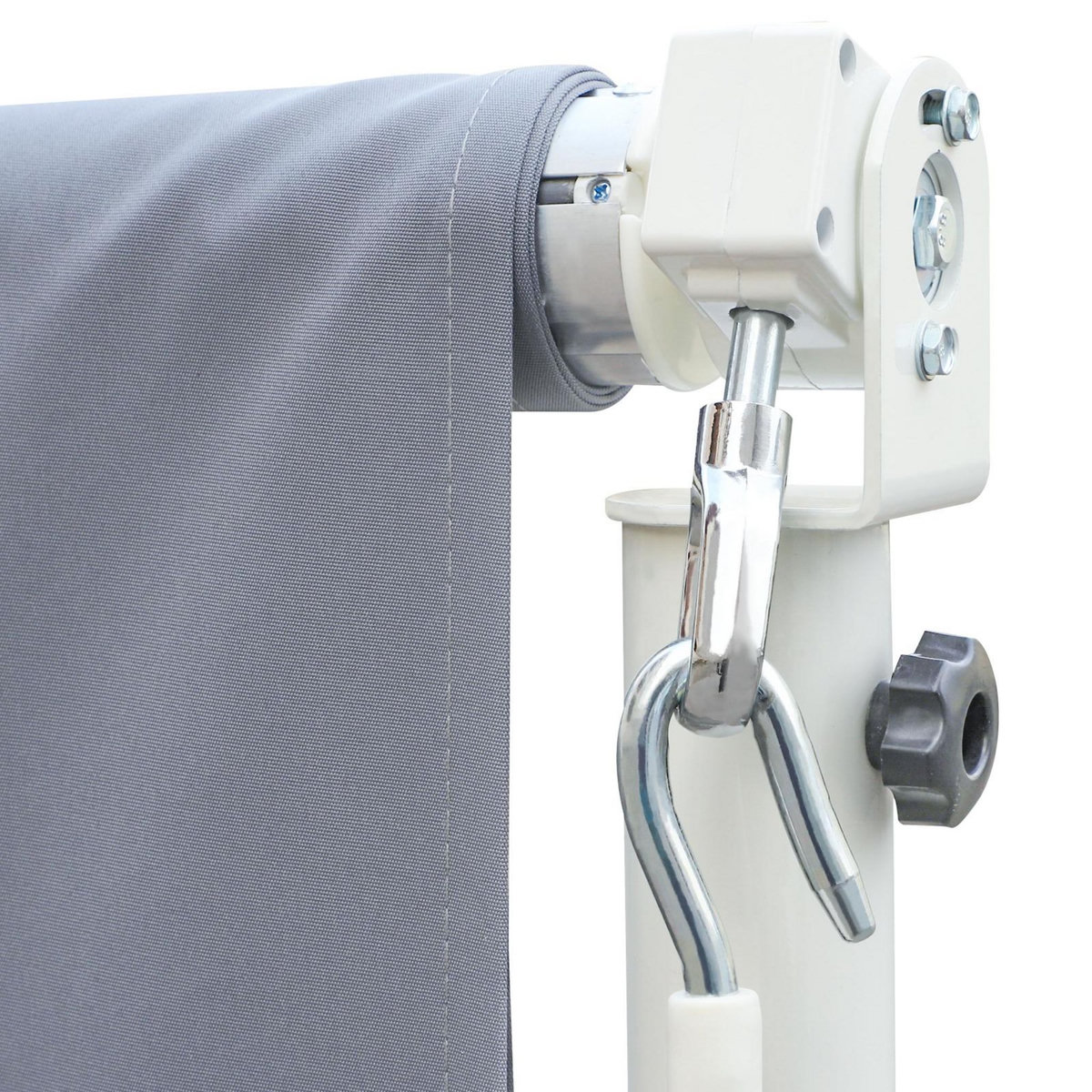 OUTSUNNY Store double pente manuel rétractable inclinaison réglable acier époxy blanc polyester imperméabilisé anti-UV gris dim. 4,50L x 3,40l x 2,55H m