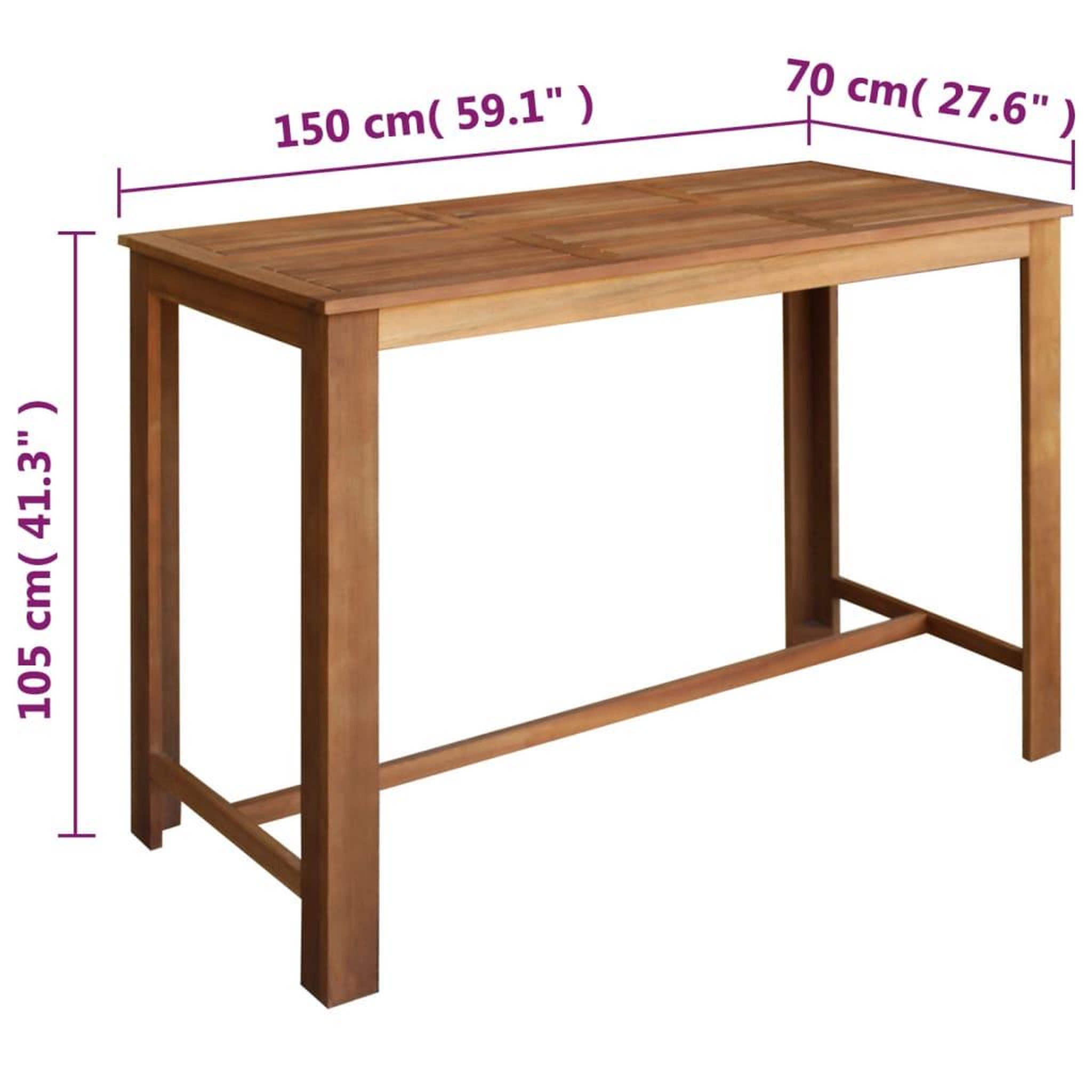 Voir la diapositive 6 : VIDAXL Table et tabourets de bar 7 pcs Bois d'acacia massif