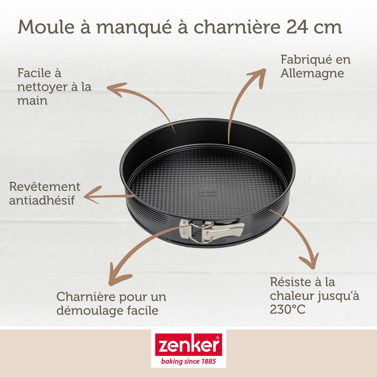 ZENKER Set pâtisserie avec moule à manqué 24 cm, 2 bols à mixer, verre mesureur et spatule Zenker
