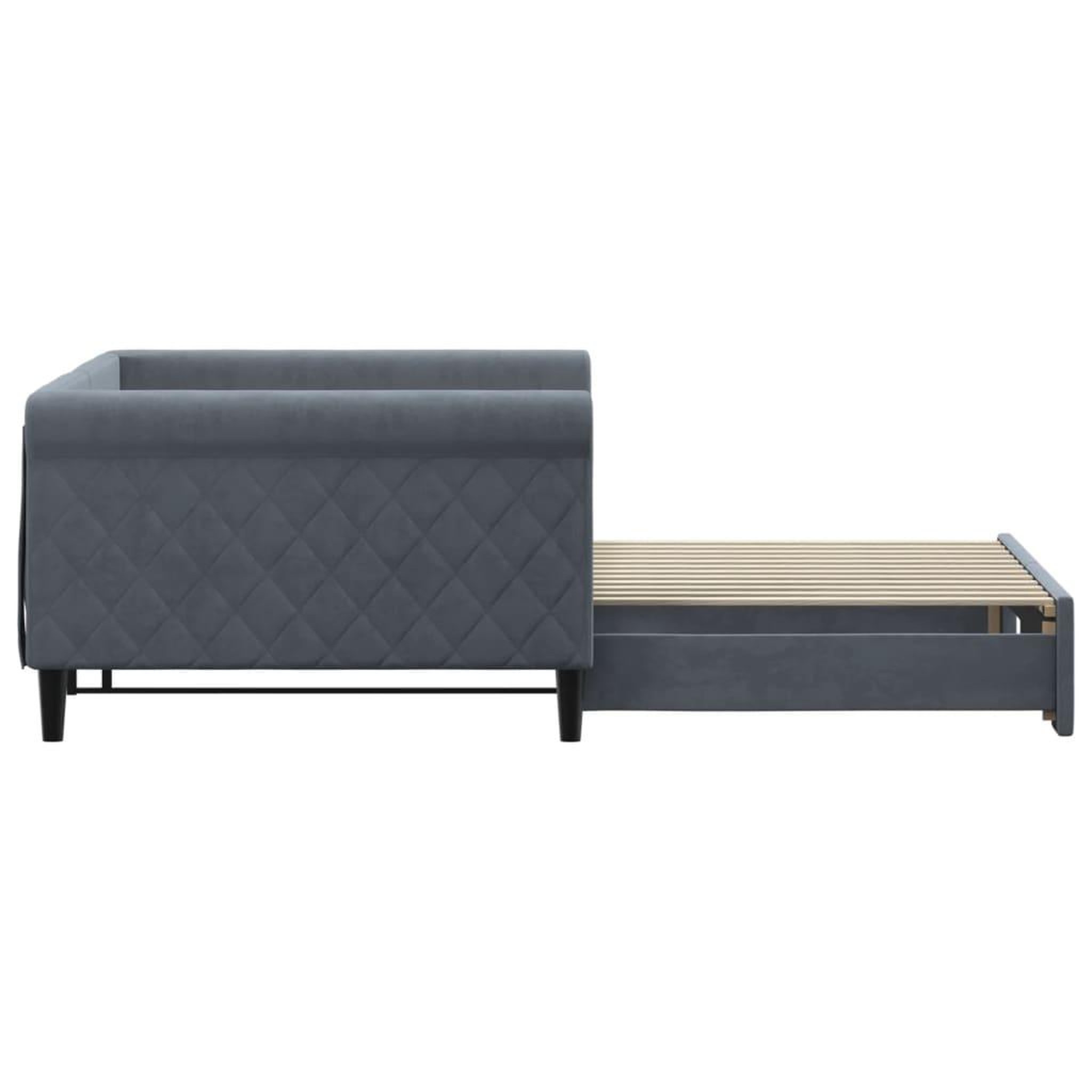 Voir la diapositive 4 : VIDAXL Lit de jour avec gigogne sans matelas gris fonce 100x200 cm