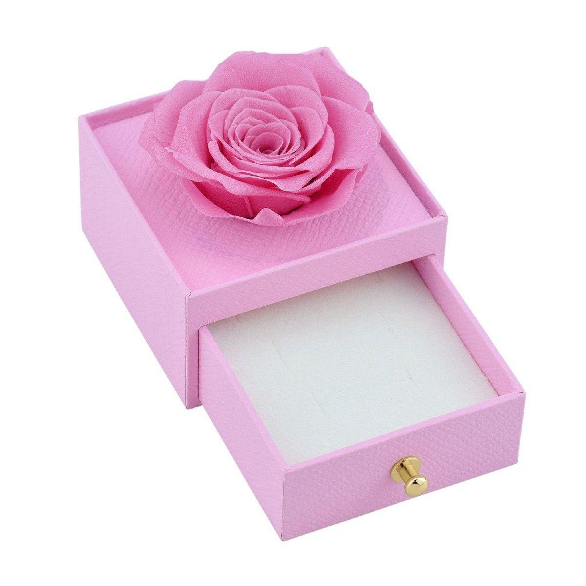 Voir la diapositive 2 : SC CRYSTAL Boite à bijoux décorée d'une rose éternelle - stabilisée rose