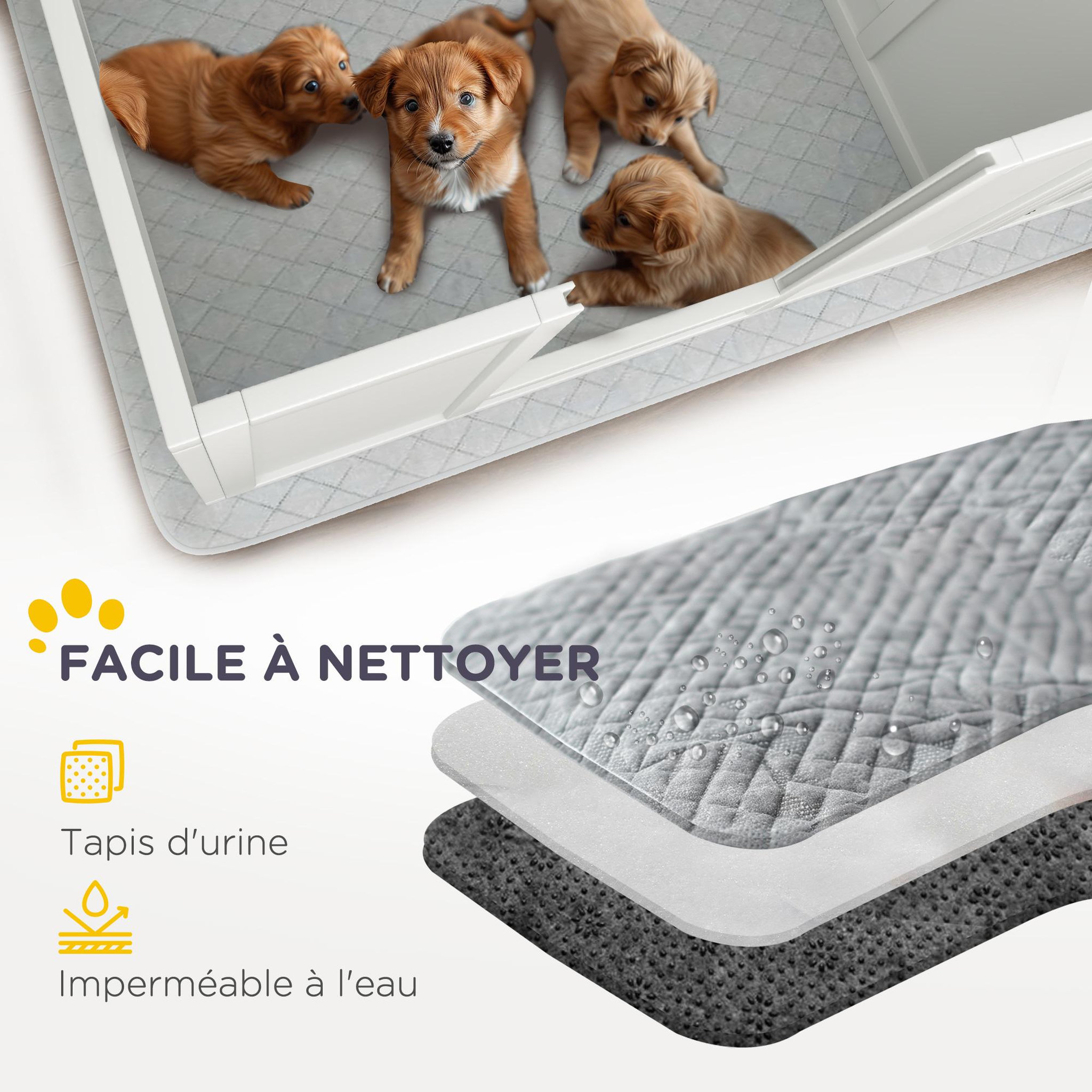 Voir la diapositive 5 : PAWHUT Parc de mise bas pour chien - caisse de mise bas pour chien - hauteur porte réglable - 166 x 80 x 50 cm, blanc