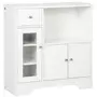 HOMCOM Buffet de cuisine meuble de rangement moderne avec porte en verre, tiroir, grande niche et étagères réglables, 80 x 30 x 82 cm, blanc