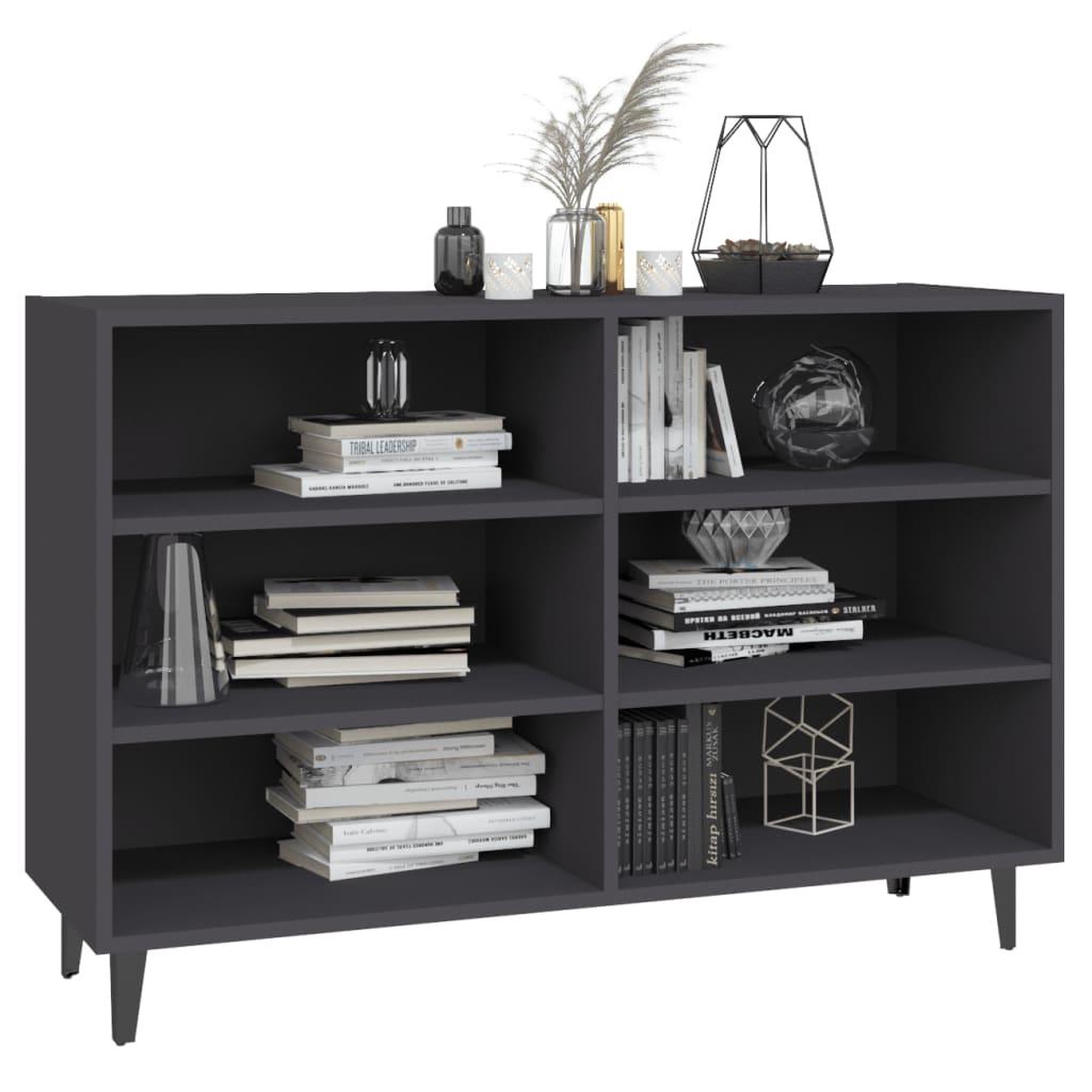 Voir la diapositive 3 : VIDAXL Buffet gris 103,5x35x70 cm bois d'ingenierie