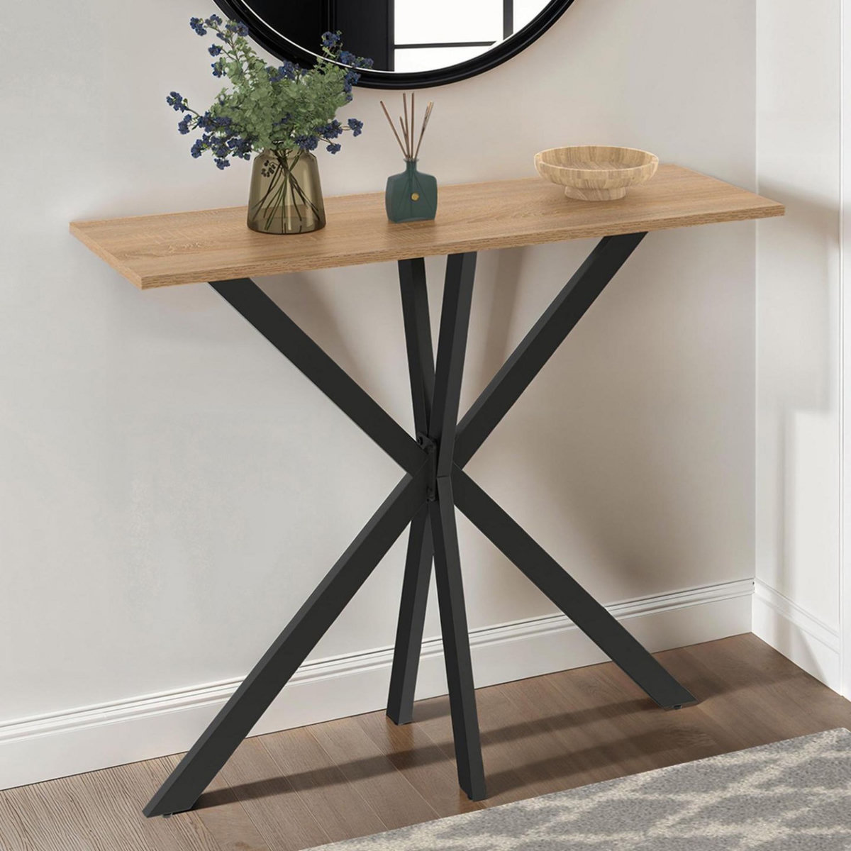 ID MARKET Console ALIX pied araignée bois et noir