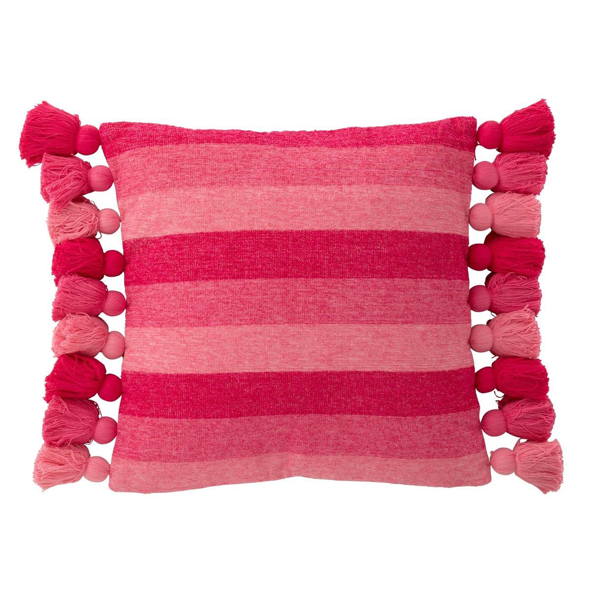 J-LINE Coussin déco à pompons  polly  50x50cm rose