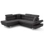 Voir la diapositive 2 : BEST MOBILIER Lisbona - canapé d'angle gauche 5 places convertible avec têtières en velours côtelé