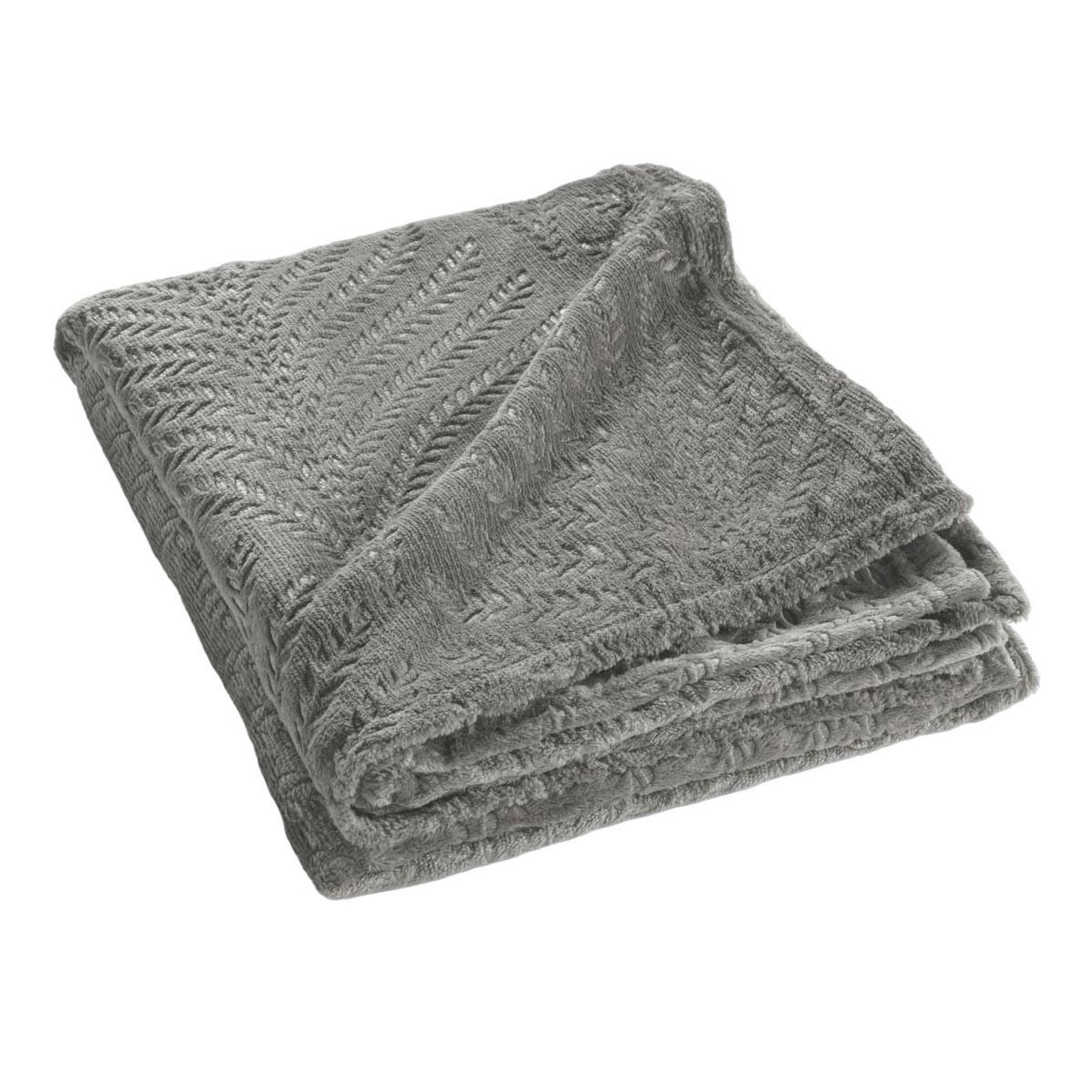 Douceur d'Intérieur Plaid uni en flanelle  nelia  125x150cm gris