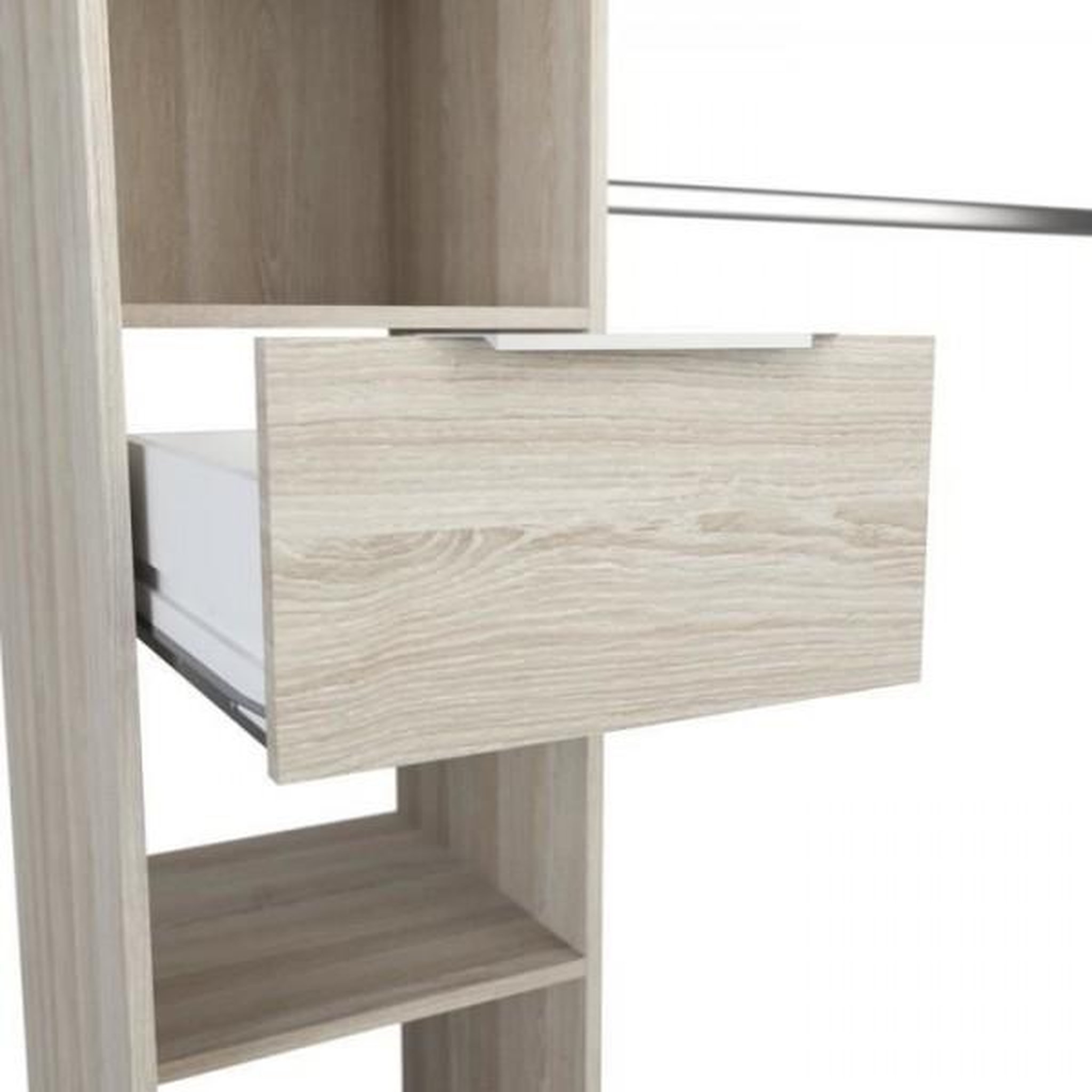 Voir la diapositive 4 : Demeyere DEMEYERE Kit dressing 2 colonnes + 2 penderies + 2 tiroirs - Décor Chene Shannon - L 115 x P 50 x H 203 cm - DANA