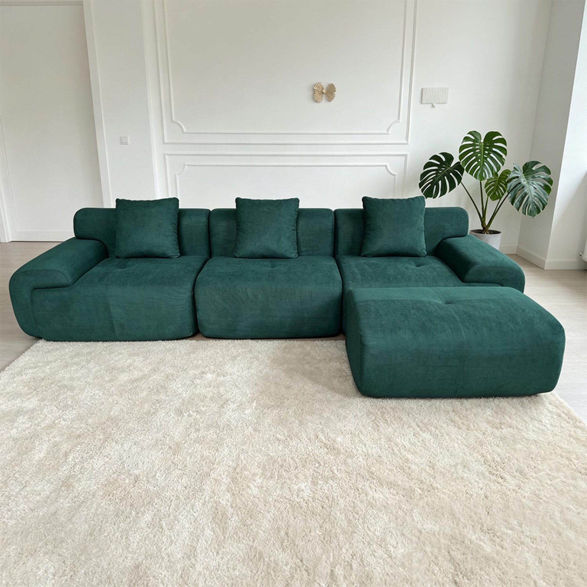 Voir la diapositive 5 : CONCEPT USINE Canapé compressé modulable en tissu chenille vert foncé 4-5 places sheffield