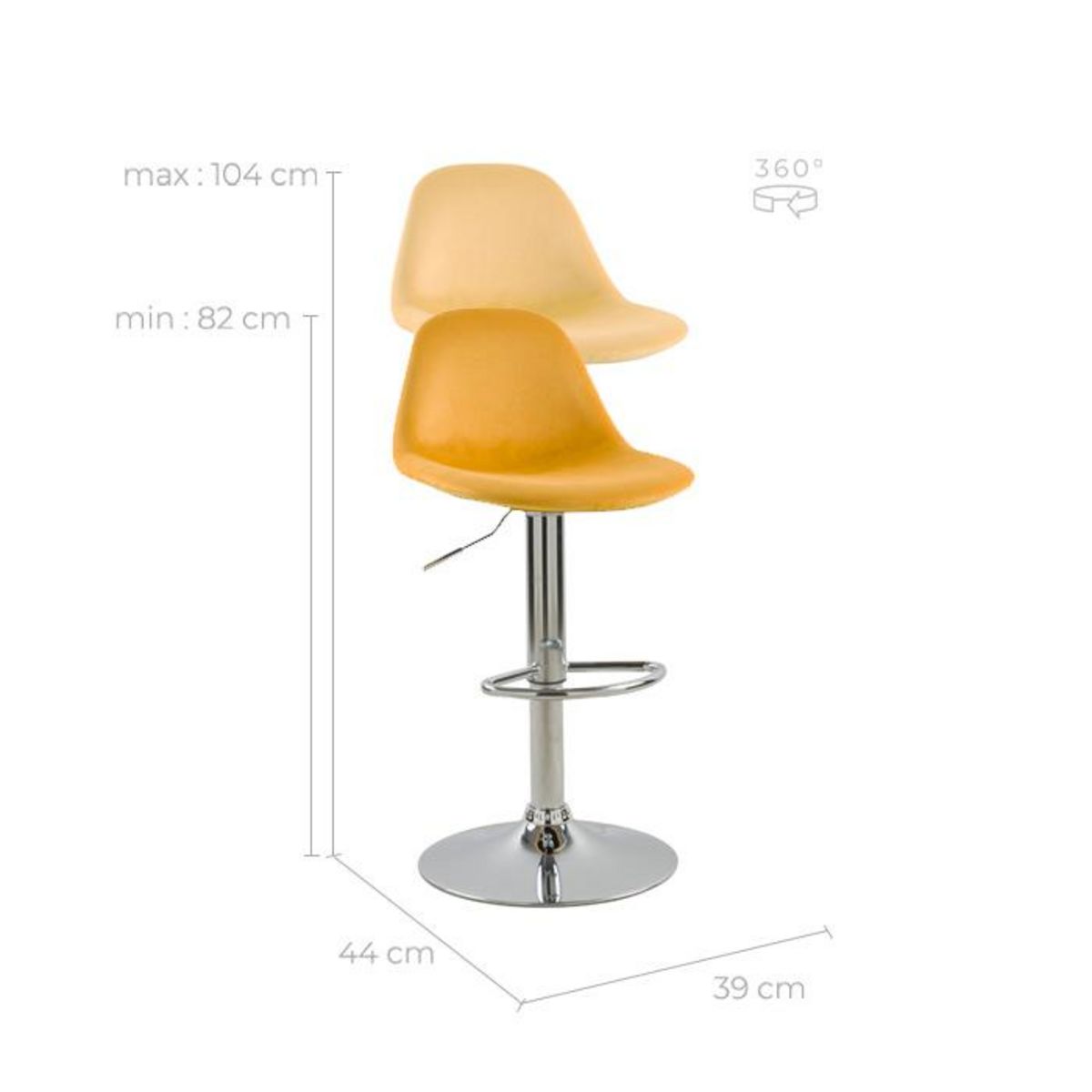 Rendez vous déco Lot de 2 chaises de bar réglables en velours bleu 60/82 cm - Pavo