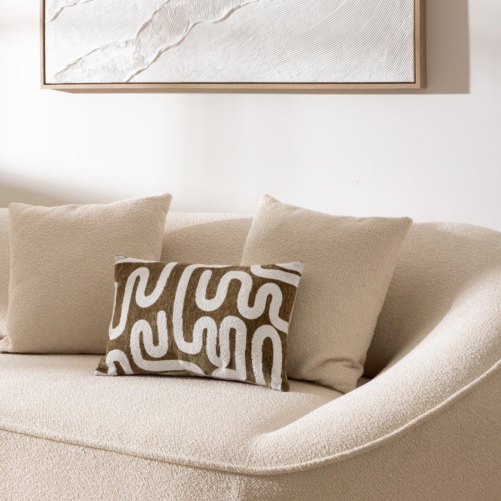 Voir la diapositive 5 : ATMOSPHERA Housse de coussin chenille  jeni  30x50cm kaki